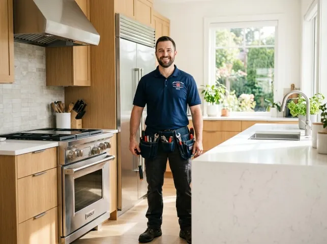 Appliance Repair Hero technician in a Adna, WA kitchen after an appliance repair